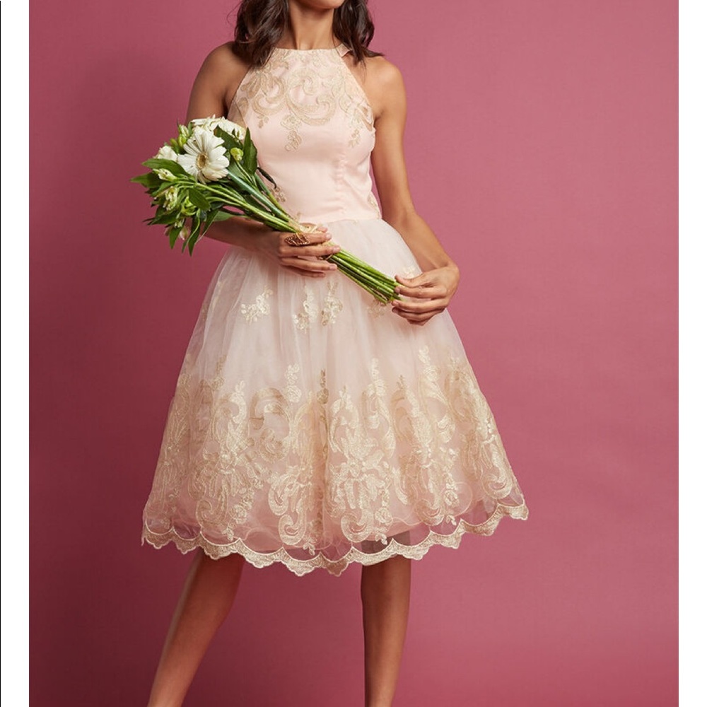 Chi Chi London Women’s Petal Pink Lace Midi Dress